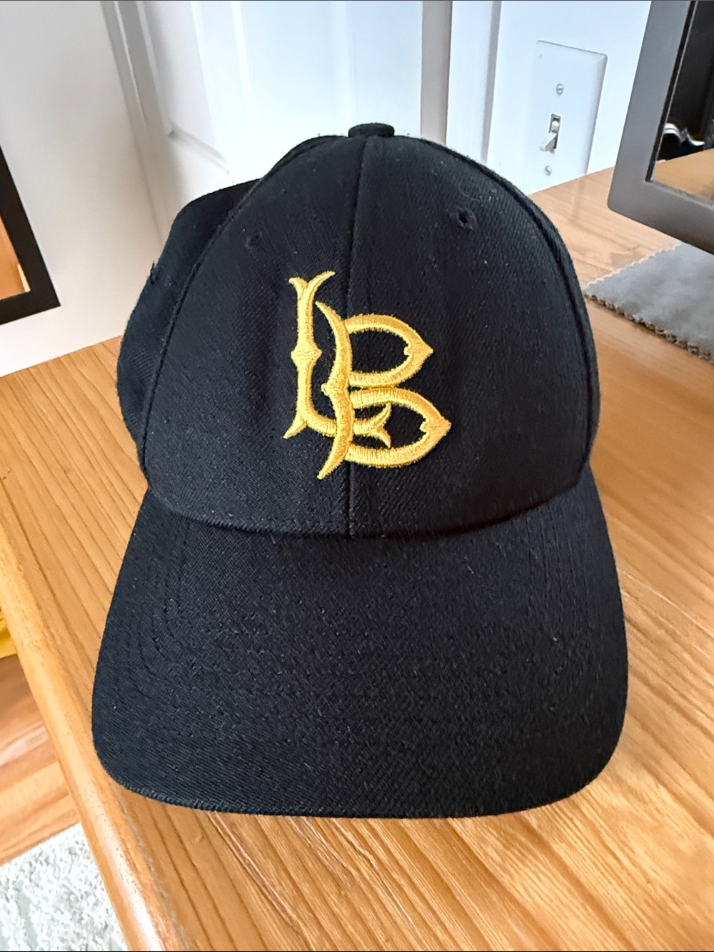 Long Beach Black Baseball Cap with Gold LB Embroidery